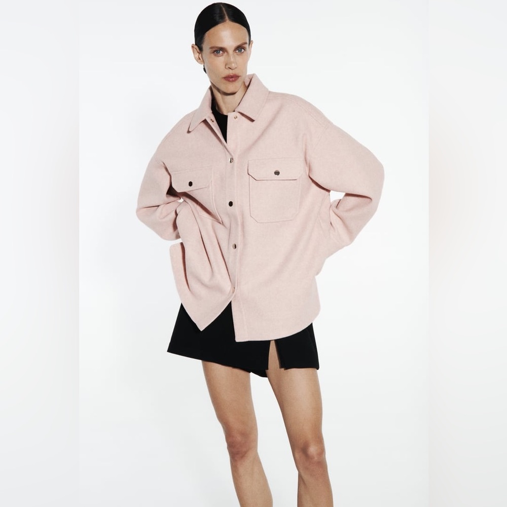 ZARA Pink Blush Shacket/Shirt Jacket Size L